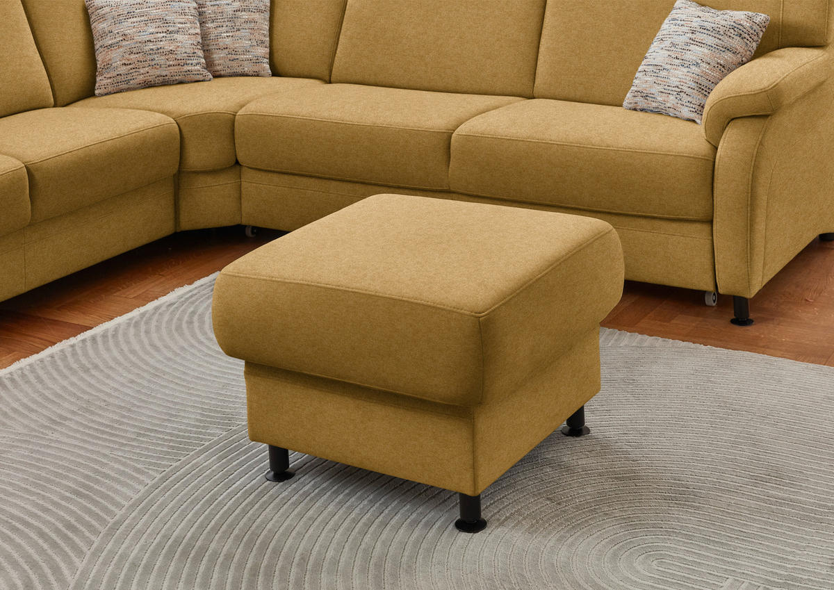 ECKSOFA Flachgewebe Currygelb  - Currygelb/Schwarz, Konventionell, Textil/Metall (287/269cm) - Beldomo System