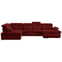 WOHNLANDSCHAFT  in Mikrofaser Dunkelrot  - Chromfarben/Dunkelrot, Design, Holzwerkstoff/Textil (260/371/195cm) - Beldomo Style