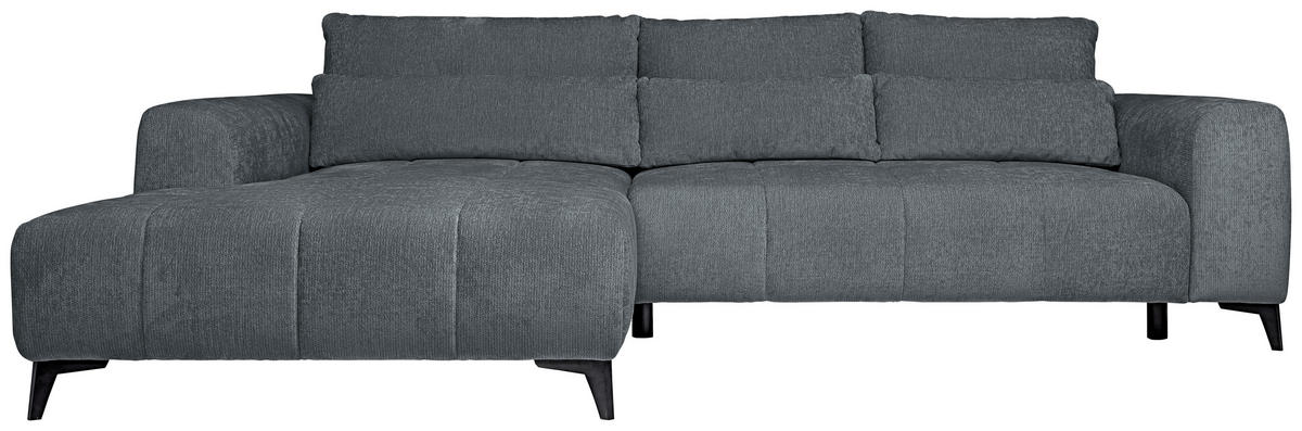 HÖRNSOFFA i chenille grå  - svart/grå, Klassisk, textil/plast (222/279cm) - MID.YOU