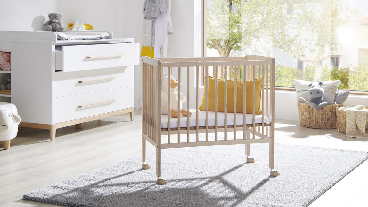 BEISTELLBETT NINA  84/48/83 cm  - Buchefarben, Basics, Holz/Textil (84/48/83cm) - My Baby Lou