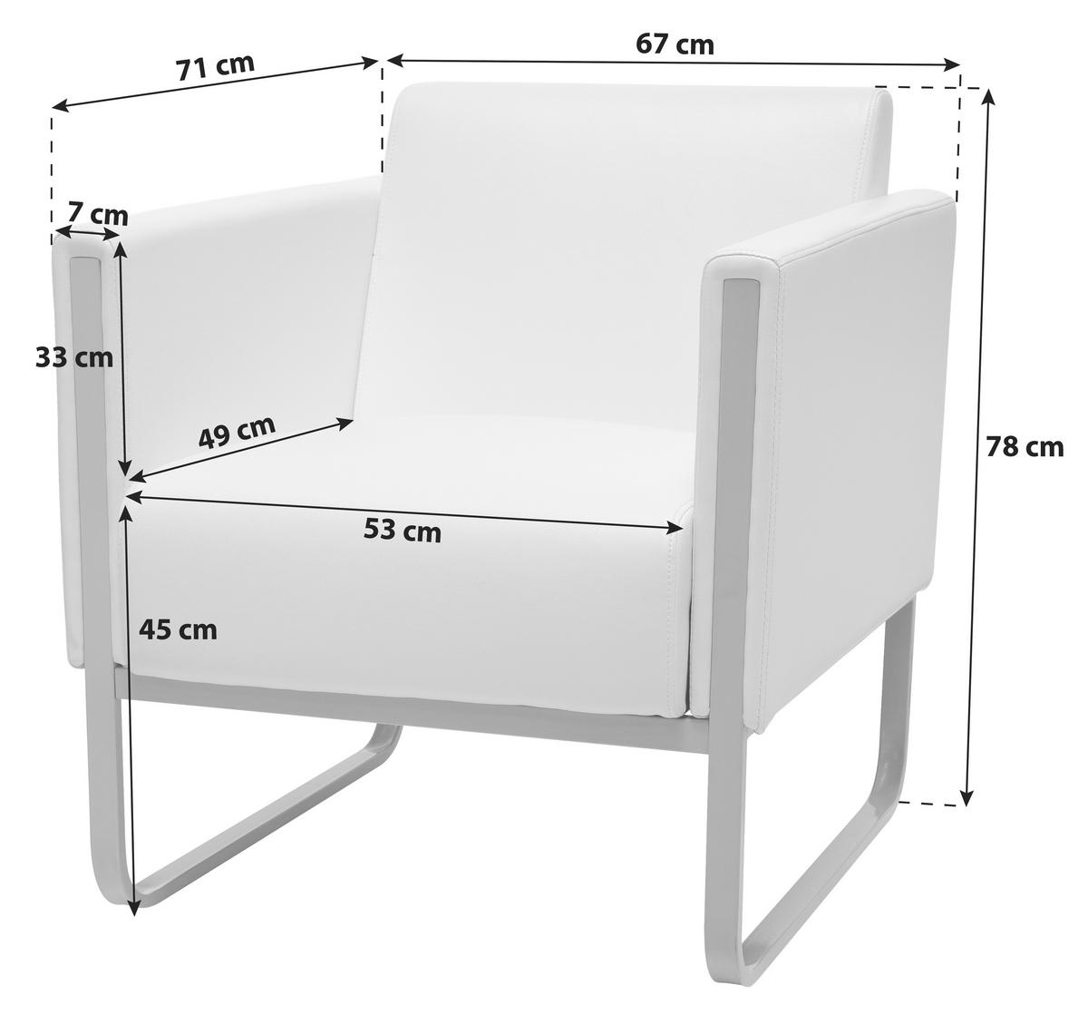 SESSEL Lederlook Weiß, Hellgrau    - Hellgrau/Weiß, MODERN, Textil/Metall (67/78/71cm) - MID.YOU
