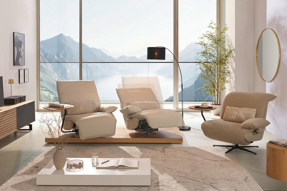 2-SITZER-SOFA in Hochflor Echtleder Creme  - Beige/Creme, Design, Leder/Holz (240/65/104cm) - Koinor