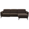 ECKSOFA in Echtleder Dunkelbraun  - Dunkelbraun/Schwarz, Natur, Leder/Metall (281/168cm) - Valdera