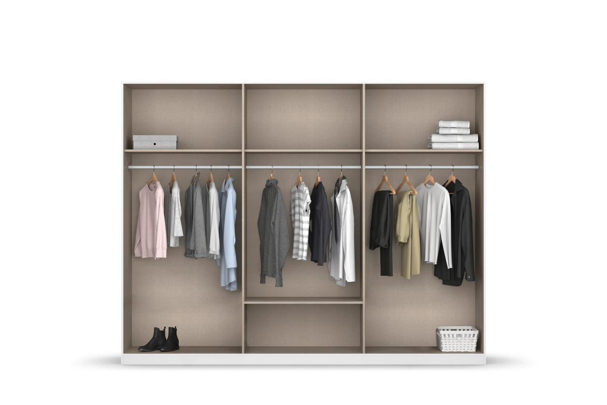 KLEIDERSCHRANK 271/210/54 cm 6-türig Weiß, Eiche Artisan  - Weiß/Eiche Artisan, Basics, Holzwerkstoff/Metall (271/210/54cm) - Rauch Möbel