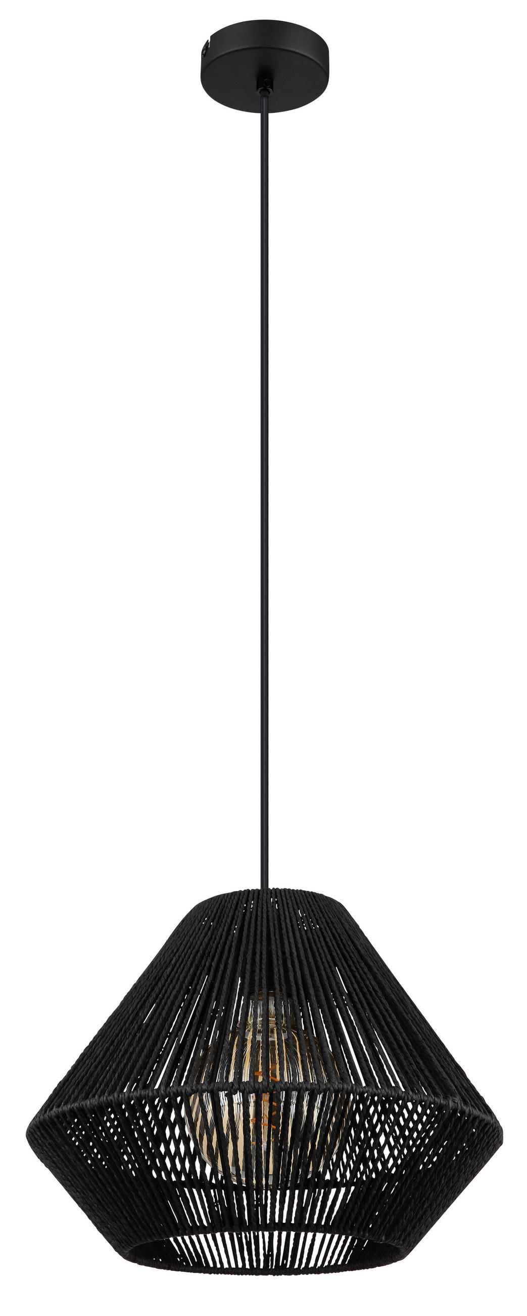 HÄNGELEUCHTE 35/120 cm  - Schwarz/Naturfarben, KONVENTIONELL, Naturmaterialien/Kunststoff (35/120cm) - Globo