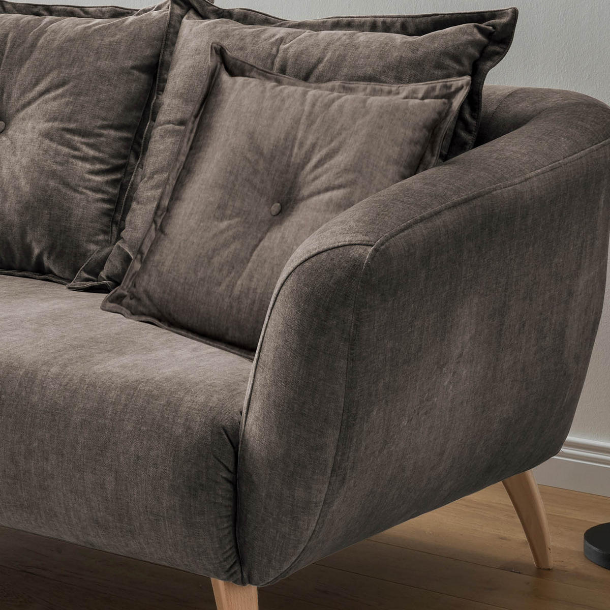 ECKSOFA in Velours Braun  162/277 cm  - Buchefarben/Braun, MODERN, Holz/Textil (162/277cm) - Livetastic