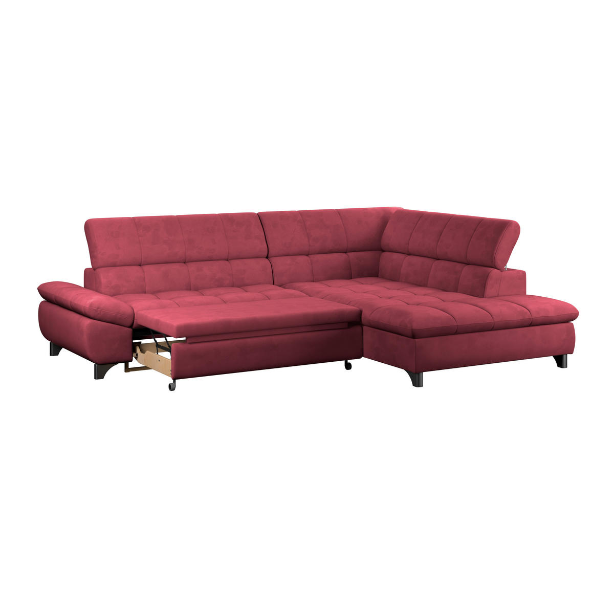 ECKSOFA Rot Chenille  - Chromfarben/Rot, KONVENTIONELL, Textil/Metall (312/234cm) - Livetastic
