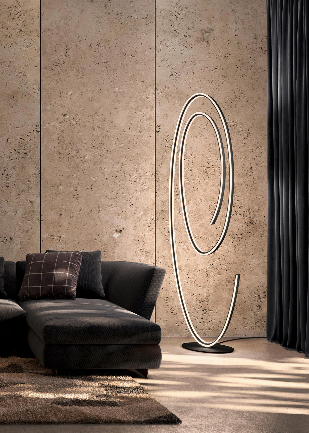 PODNA LED LAMPA Ciola  - crna, Lajfstajl, metal (50/22/175cm) - Cinque