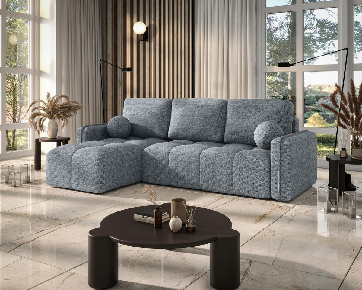 ECKSOFA  in Flachgewebe Grau  - Schwarz/Grau, MODERN, Kunststoff/Textil (142/240cm) - Carryhome