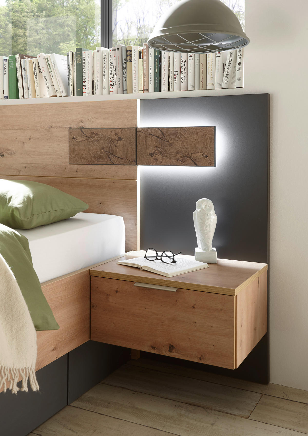 ZOSTAVA S POSTEĽOU, 180/200 cm, dub artisan - dub artisan, Design, kompozitné drevo (180/200cm) - Carryhome