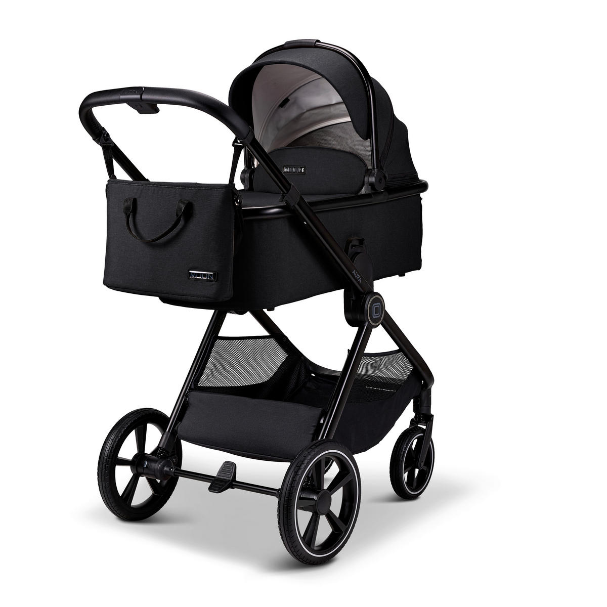 KOMBIKINDERWAGEN  Aura  Onyx Melange  - Schwarz, Basics, Textil (86/61/120cm) - Moon