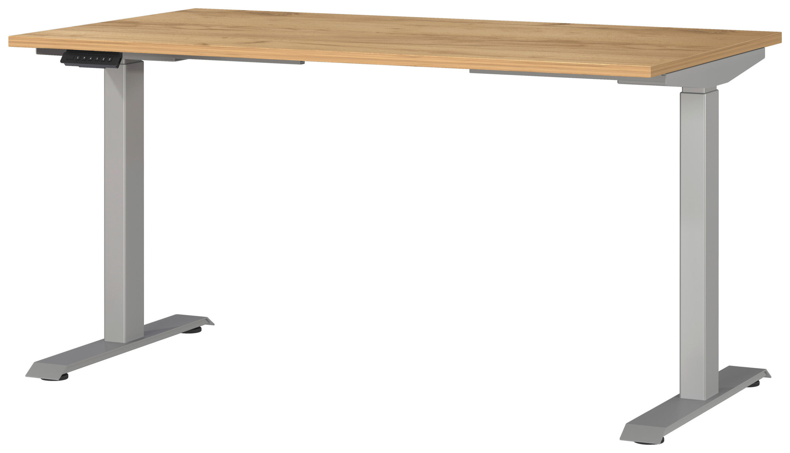 SCHREIBTISCH 140/80/72-118 cm  in Eichefarben, Silberfarben  - Eichefarben/Silberfarben, MODERN, Holzwerkstoff/Metall (140/80/72-118cm) - Novel