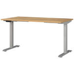 SCHREIBTISCH 140/80/72-118 cm  in Silberfarben, Eichefarben  - Eichefarben/Silberfarben, MODERN, Holzwerkstoff/Metall (140/80/72-118cm) - Novel