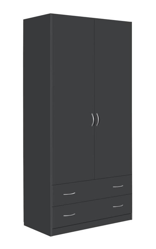 DREHTÜRENSCHRANK in Grau  - Silberfarben/Grau, Design, Holzwerkstoff/Metall (91/197/54cm) - Boxxx