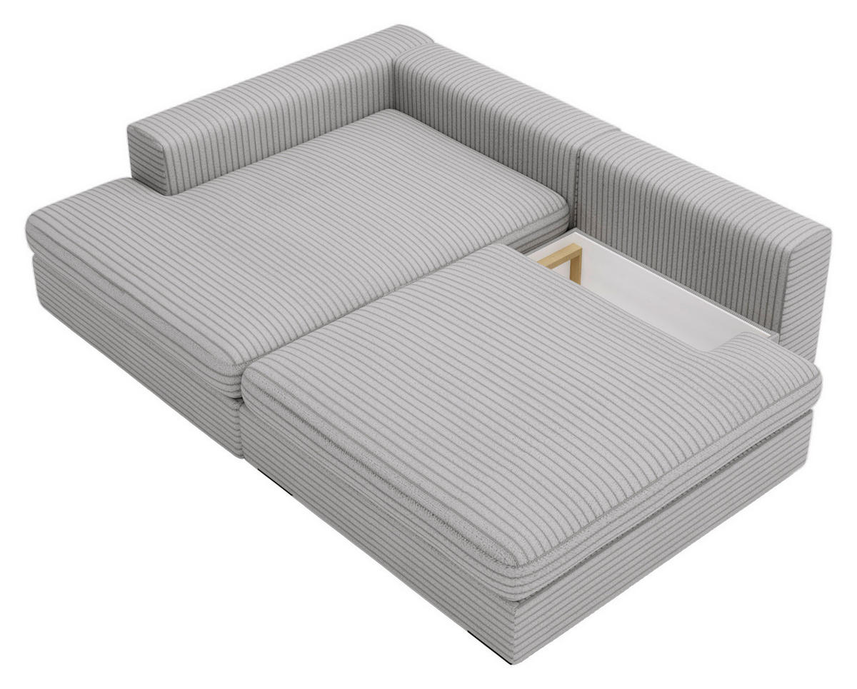 ECKSOFA in Cord Grau  - Schwarz/Grau, Design, Kunststoff/Textil (158/223cm) - Lomoco