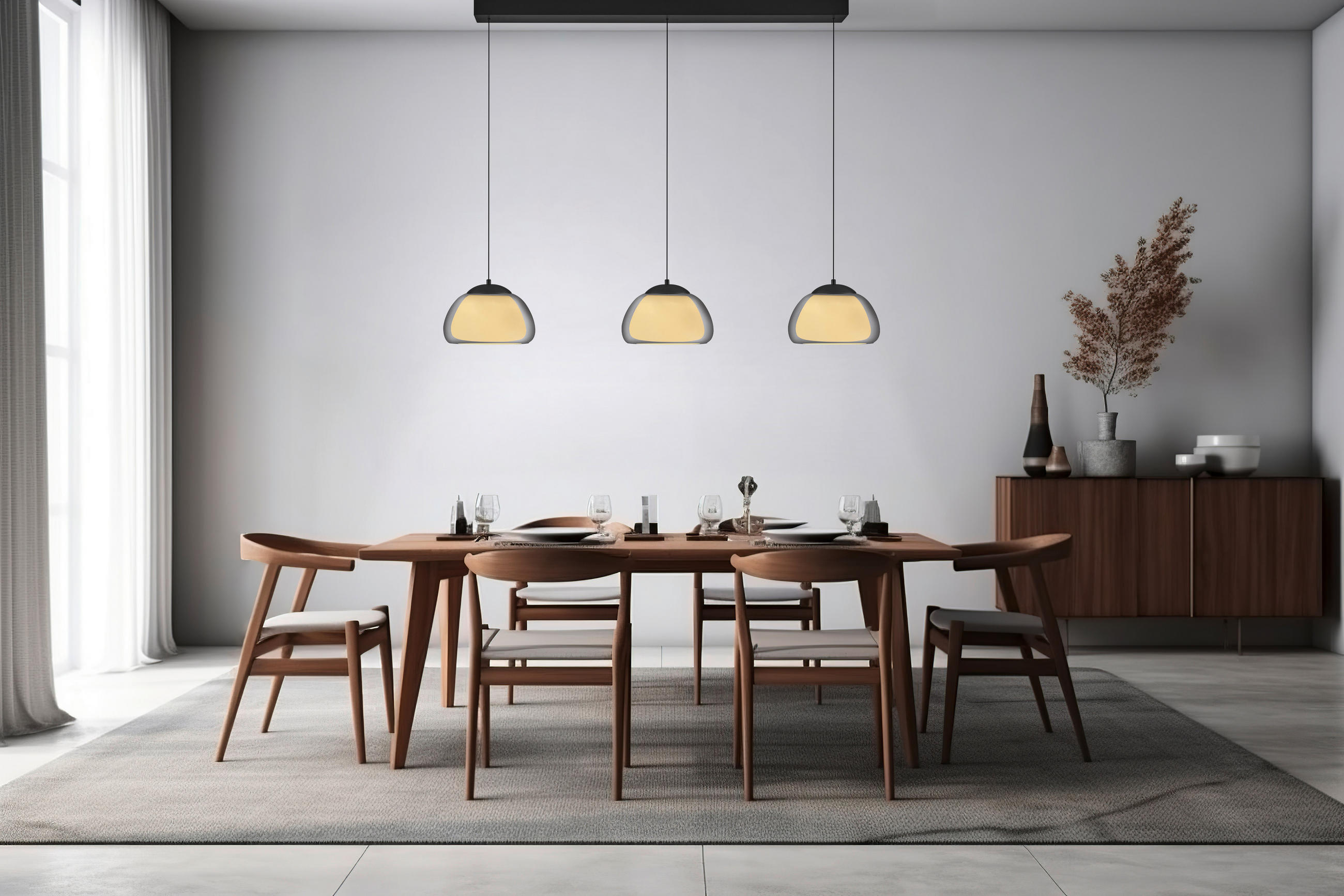 LED-HÄNGELEUCHTE 125/24.5/60-180 cm    - Schwarz, Design, Metall (125/24.5/60-180cm) - Hell