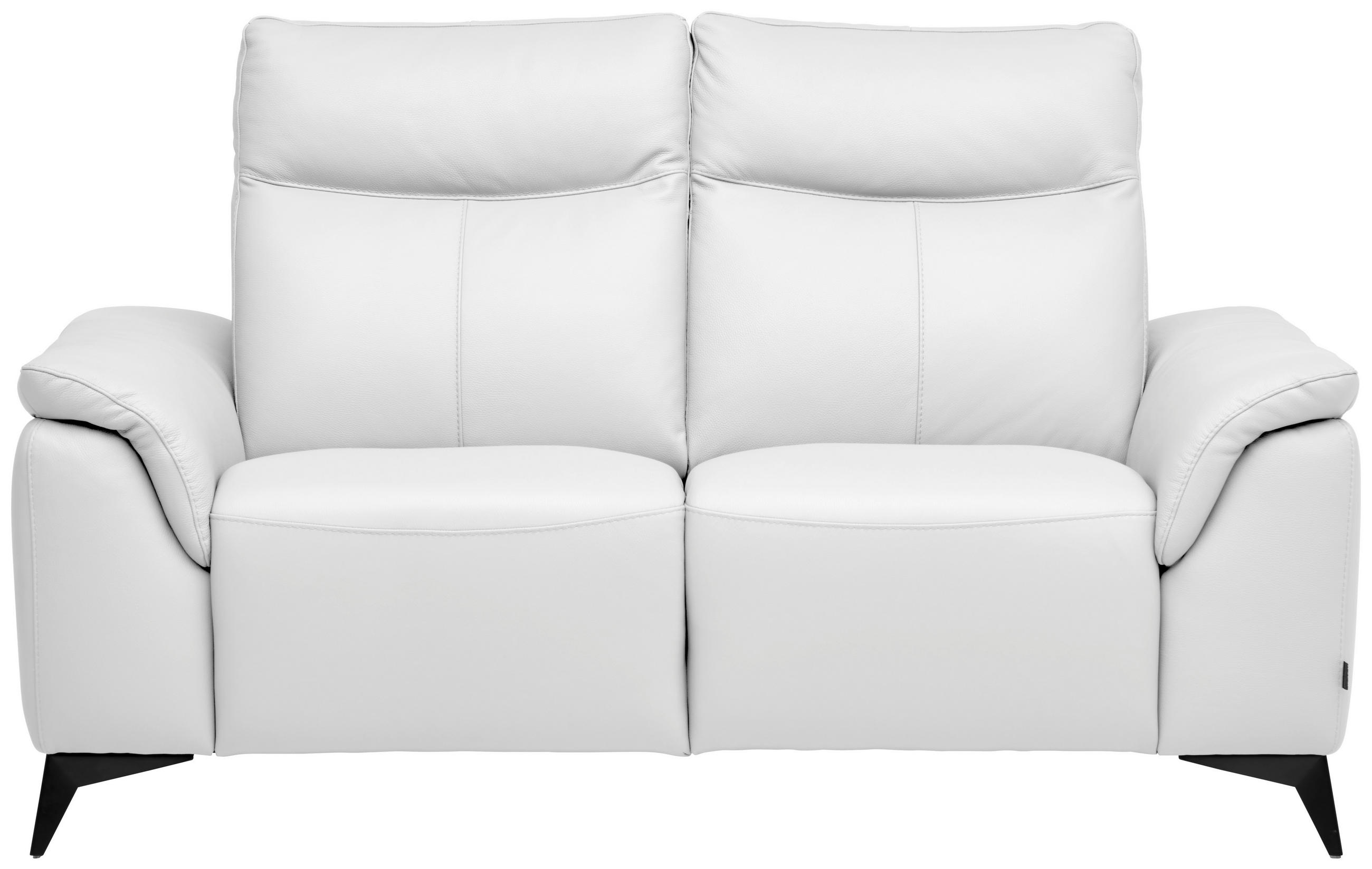 2-SITZER-SOFA Weiß Echtleder  - Schwarz/Weiß, Design, Leder/Metall (176/105/98cm) - Emilio Belluti