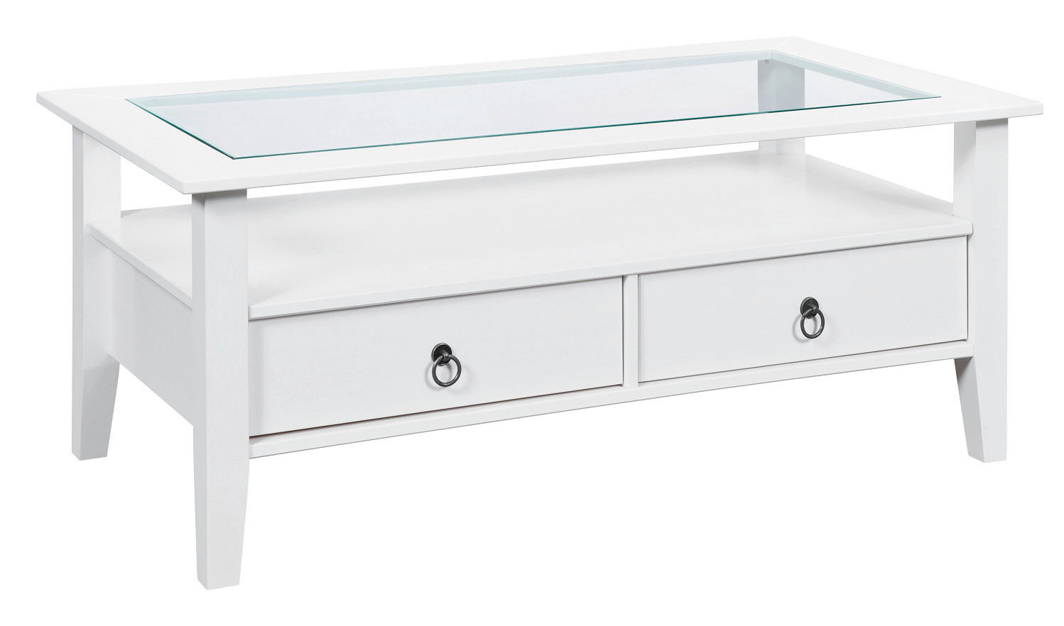 COUCHTISCH Kiefer vollmassiv 115/60/45 cm rechteckig Weiß  - Schwarz/Weiß, MODERN, Glas/Holz (115/60/45cm) - Livetastic