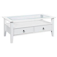 COUCHTISCH Kiefer vollmassiv 115/60/45 cm rechteckig Weiß  - Schwarz/Weiß, MODERN, Glas/Holz (115/60/45cm) - Livetastic