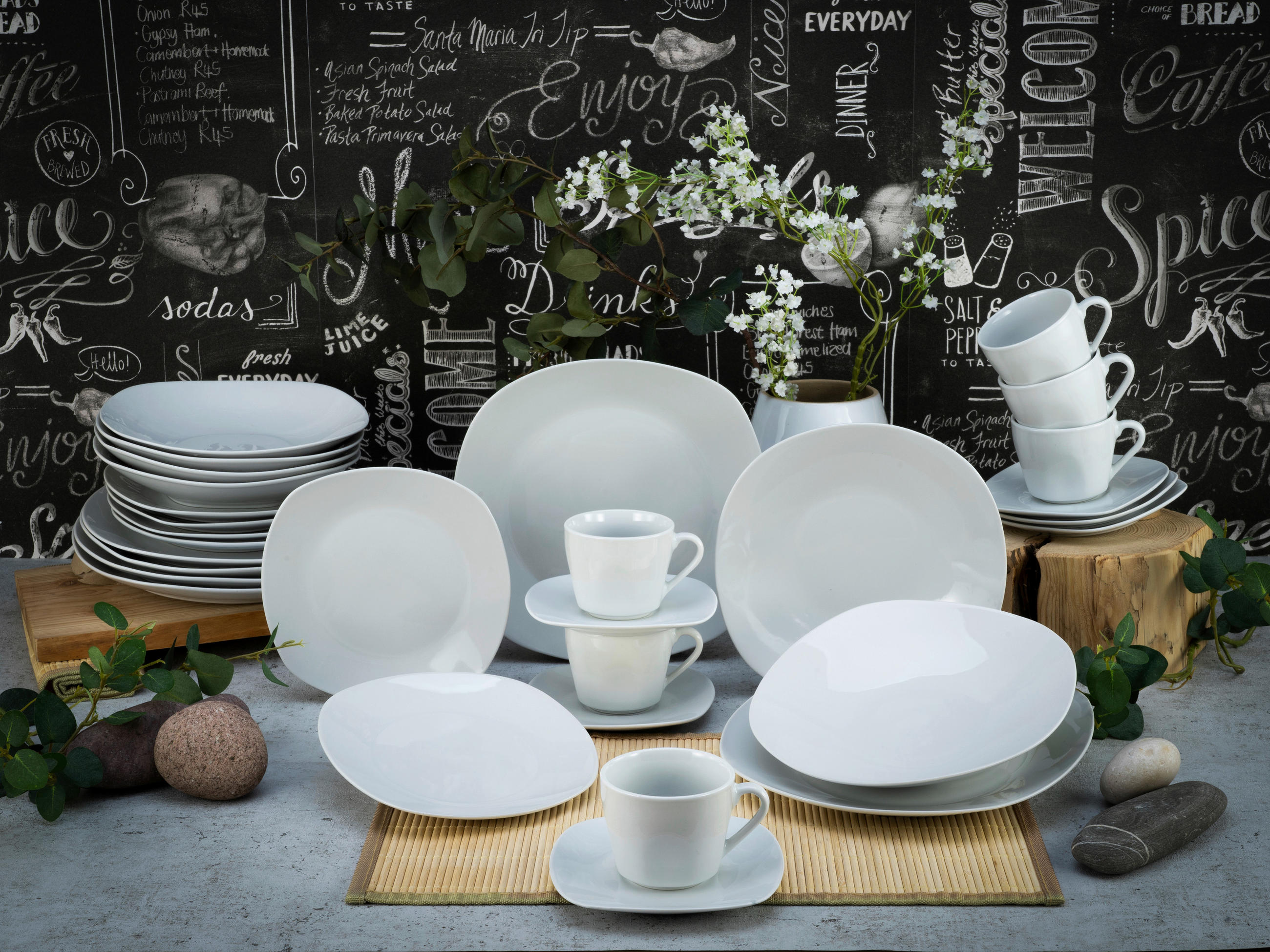 KOMBISERVICE Weiß 30-teilig SQUARE WEISS  - Weiß, Basics, Keramik - Creatable