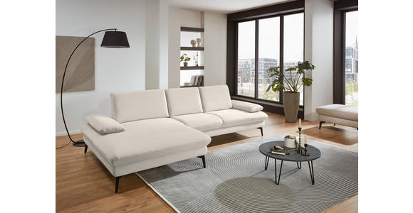 ECKSOFA in Chenille, Mikrofaser Creme 157/299 cm - Creme/Schwarz, Design, Textil/Metall (157/299cm) - Dieter Knoll
