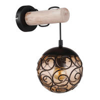 WANDLEUCHTE 15/24,5/36 cm   - Schwarz/Naturfarben, KONVENTIONELL, Holz/Kunststoff (15/24,5/36cm) - Globo