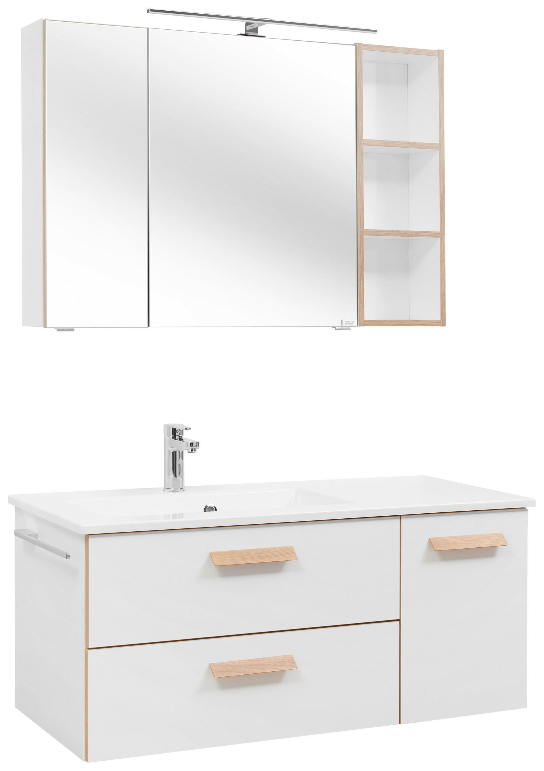 BADEZIMMER  in 113 cm  - Weiß, KONVENTIONELL, Glas/Holzwerkstoff (113cm) - Dieter Knoll