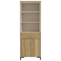 VITRINA, naravne barve, peščene barve - črna/naravne barve, Moderno, umetna masa/leseni material (63,4/180,7/41,5cm) - Hom`in