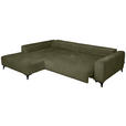 ECKSOFA  in Chenille Olivgrün  222/279 cm  - Schwarz/Olivgrün, KONVENTIONELL, Kunststoff/Textil (222/279cm) - Hom`in