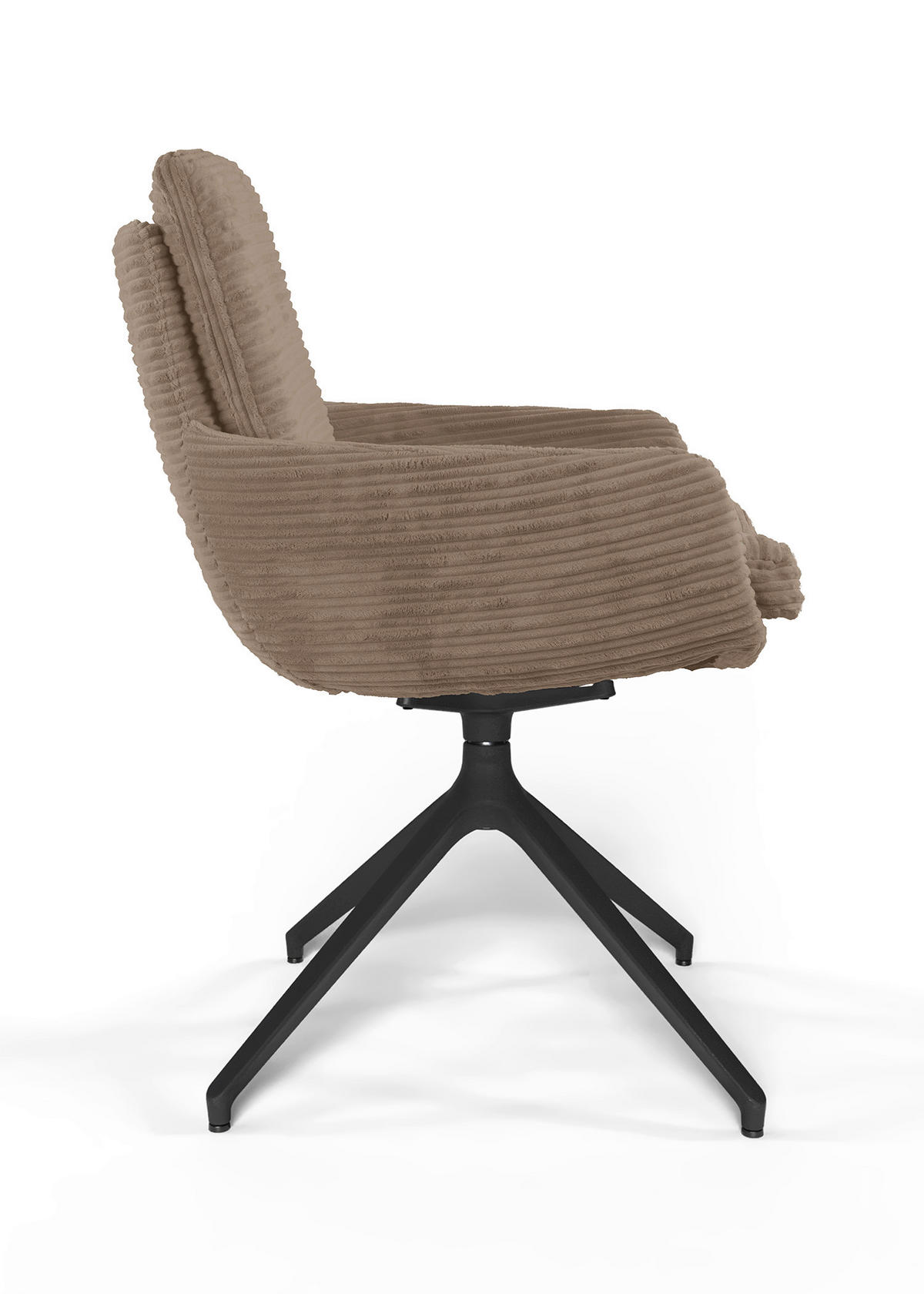 ARMLEHNSTUHL  Beinauswahl, Sitzfläche 360° drehbar, Stoff-/Lederauswahl gerippt  Braun  - Schwarz/Braun, Design, Textil/Metall (60/91/62cm) - Valdera