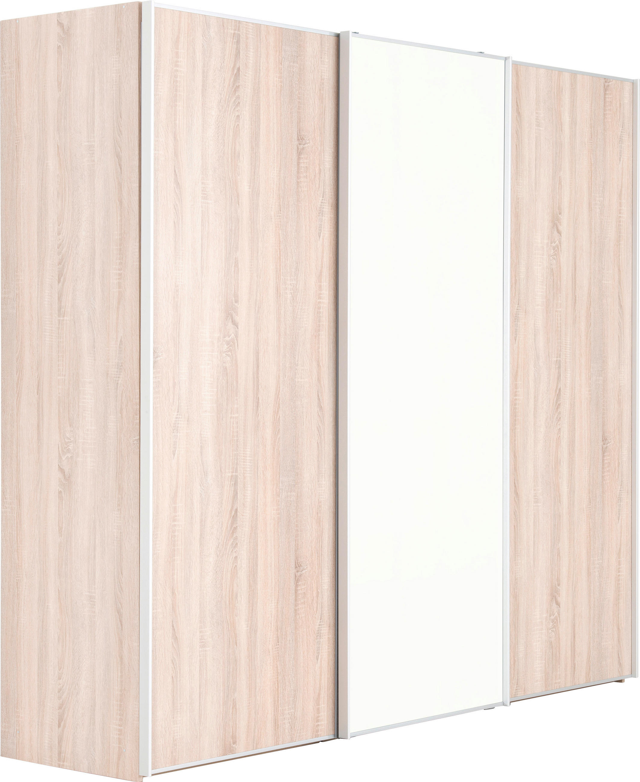 SCHWEBETÜRENSCHRANK 249/222/68 cm 3-türig  - Alufarben/Sonoma Eiche, KONVENTIONELL, Glas/Holzwerkstoff (249/222/68cm) - Moderano