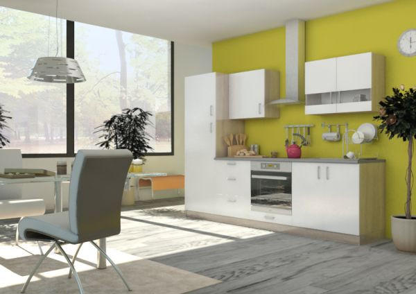 BLOK KUHINJA BEZ APARATA  bijela, hrast Sonoma  - bijela/hrast Sonoma, Design, drvni materijal (260/195/60cm) - Boxxx