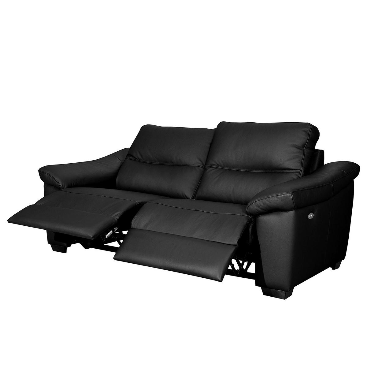 2-SITZER-SOFA  in Echtleder Schwarz   - Schwarz, Design, Leder/Holz (174/97/97cm) - Livetastic