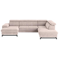 WOHNLANDSCHAFT Creme Chenille  - Creme/Schwarz, Textil/Metall (165/328/215cm) - MID.YOU