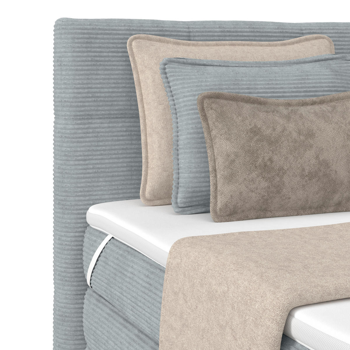 BOXSPRINGBETT 180/200 cm,  in Silberfarben, gepolstertes Kopfteil, Bettkasten, Topper, Matratzen, H2 + H2 = mittel  - Silberfarben, KONVENTIONELL, Holz/Holzwerkstoff (180/200cm)