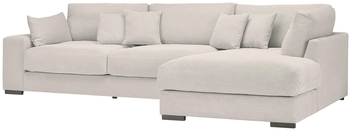 ECKSOFA in Cord Hellgrau  340/205 cm  - Hellgrau/Schwarz, Design, Kunststoff/Textil (340/205cm) - Lomoco