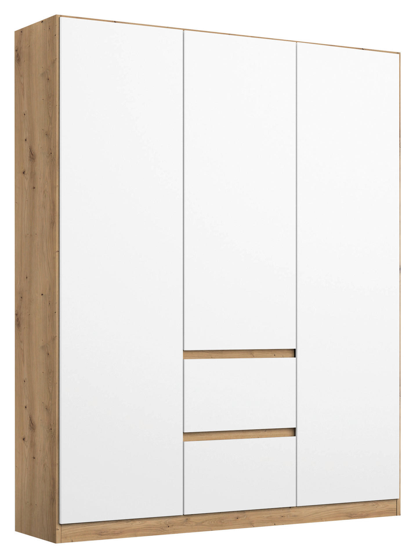 Rauch Möbel Drehtürenschrank Weiß, Eiche Artisan 136x197x54 cm