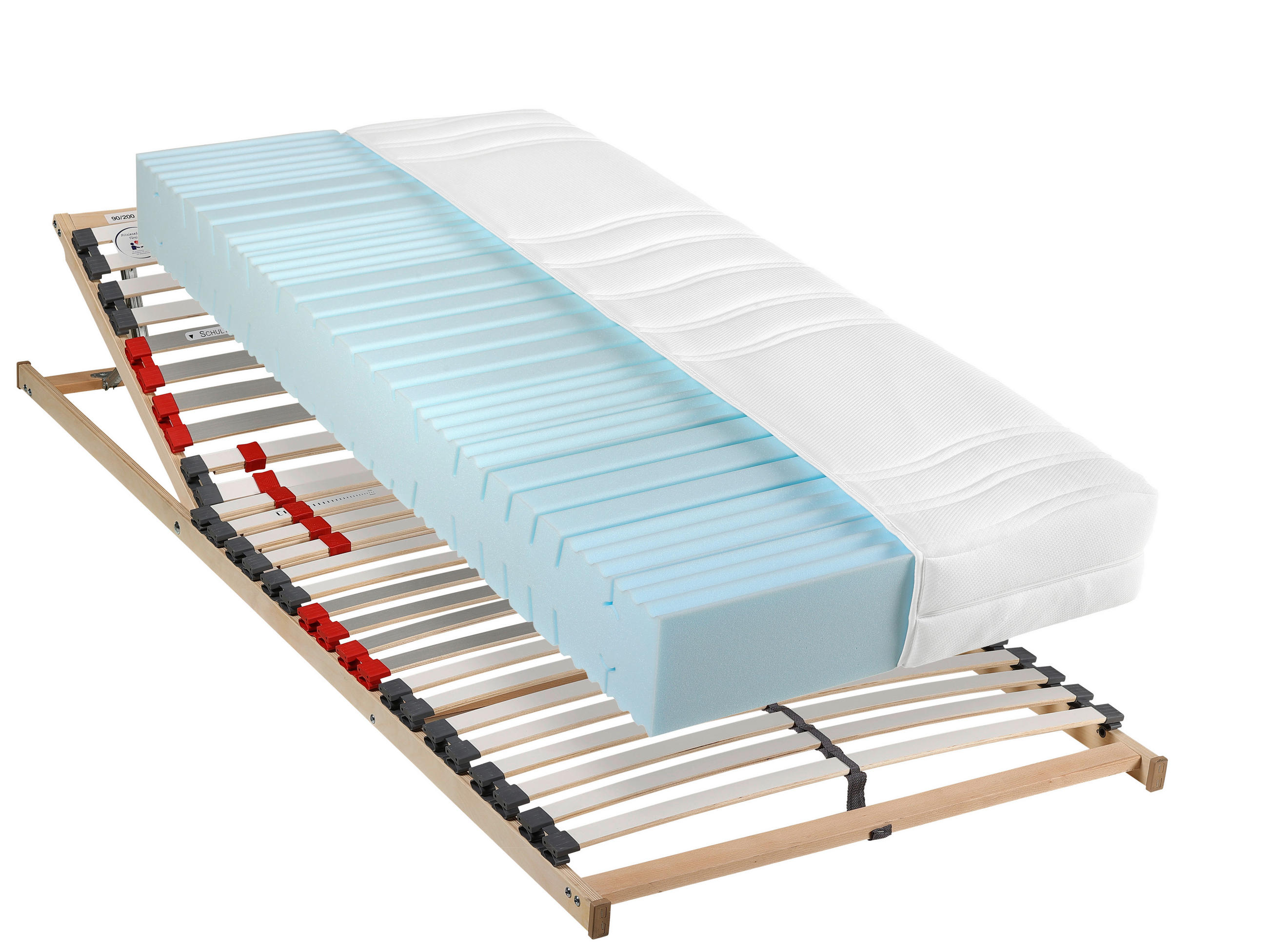 MATRATZENSET 90/190 cm  - Weiß/Grau, Basics, Holz/Kunststoff (90/190cm) - Visionight