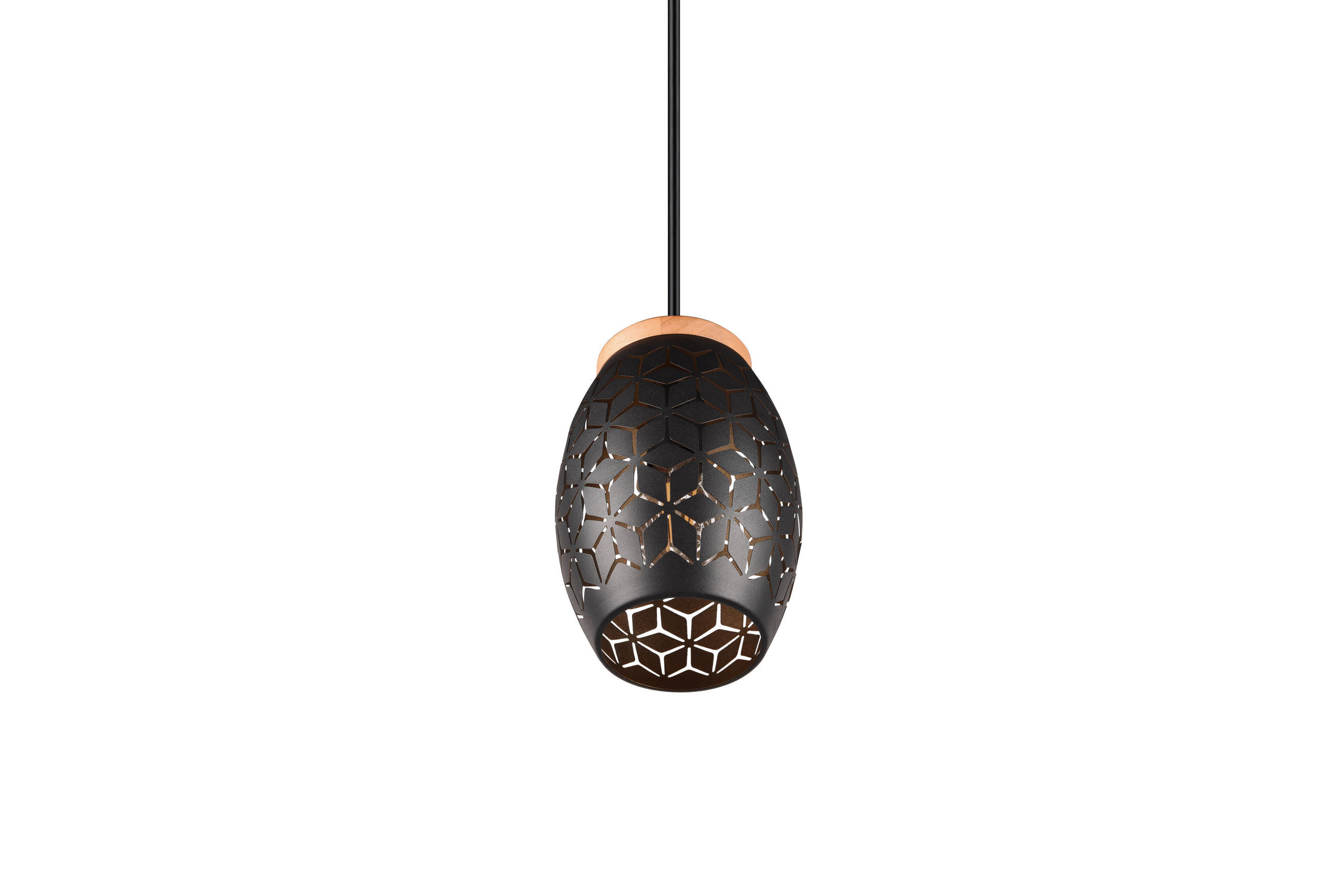 PENDELLAMPA Bidar 15/150 cm  - svart/guldfärgad, Klassisk, metall/trä (15/150cm)