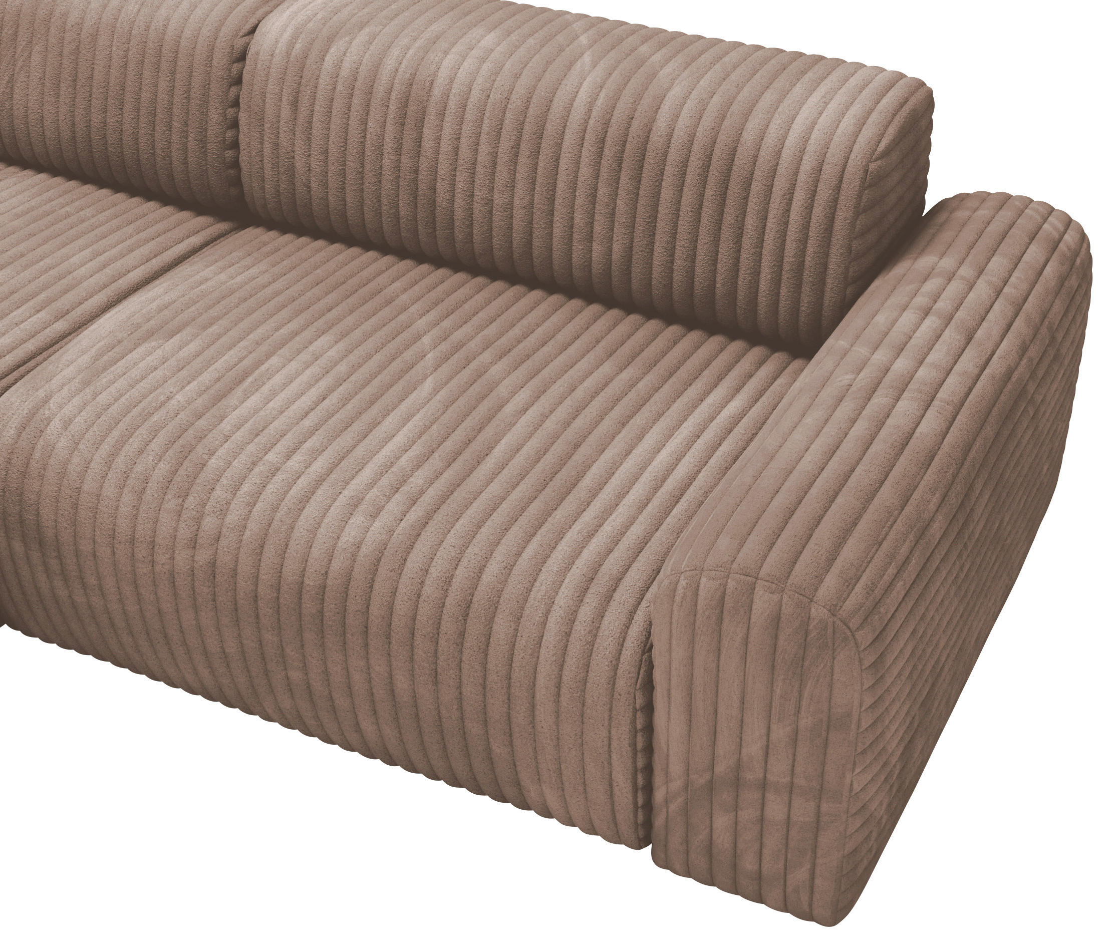 Thumbnail - home24 Ecksofa, Cappuccino, Textil, 3-4-Sitzer, Füllung: Schaumstoffflocken, Ottomane links, L-Form, 292x178 cm, Rücken ...