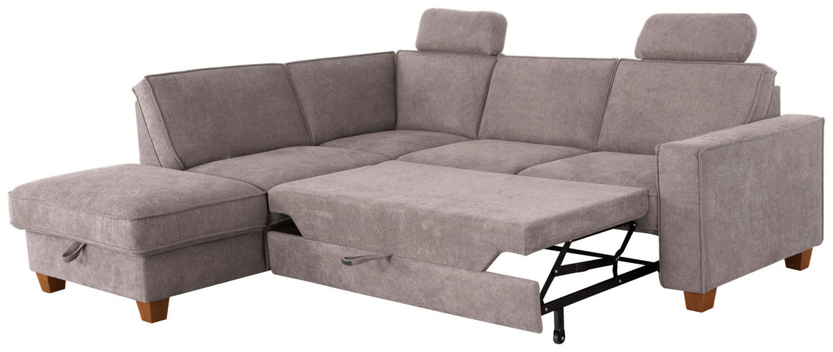 ECKSOFA in Flachgewebe Taupe  - Taupe/Eichefarben, Konventionell, Holz/Textil (213/236cm) - Sit & More