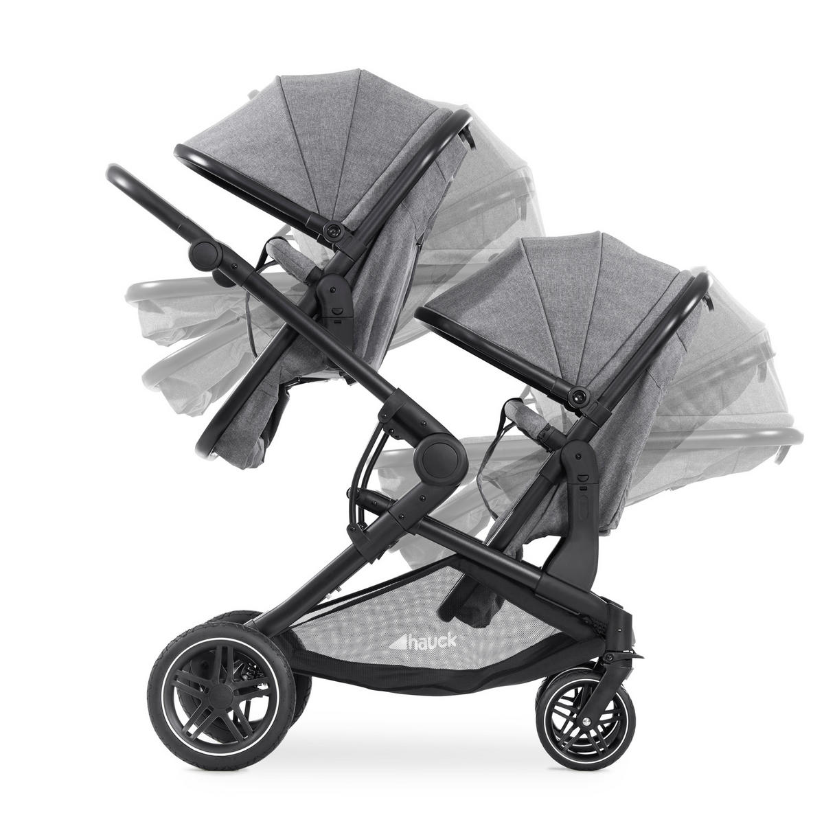 ZWILLINGSWAGEN ATLANTIK TWIN  - Schwarz/Grau, Basics, Textil/Metall (125/64/108cm) - Hauck