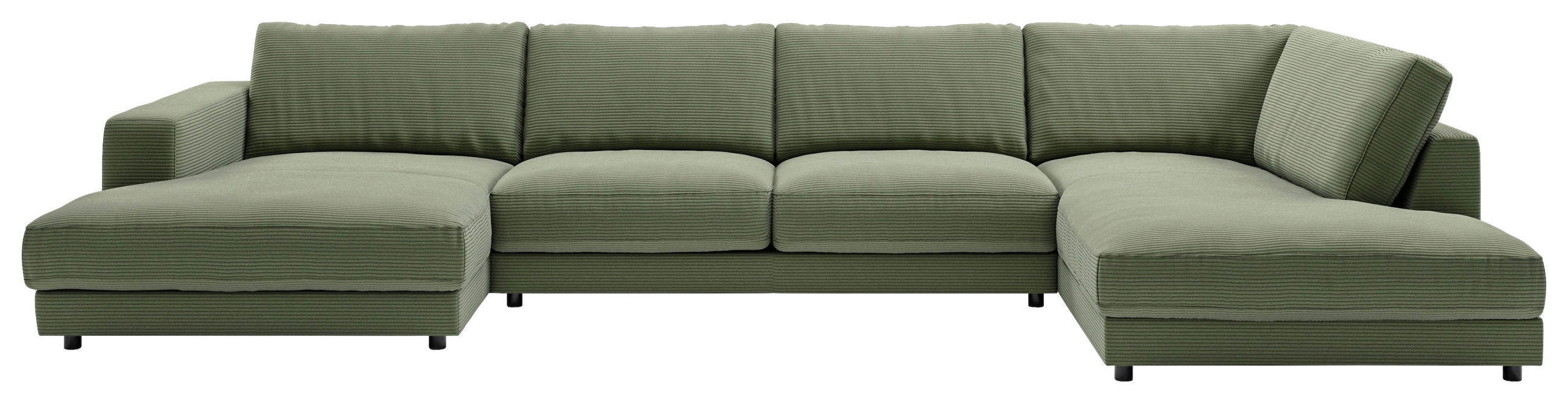 WOHNLANDSCHAFT in Cord Grün  - Schwarz/Grün, Design, Kunststoff/Textil (190/425/224cm) - Pure Home Lifestyle