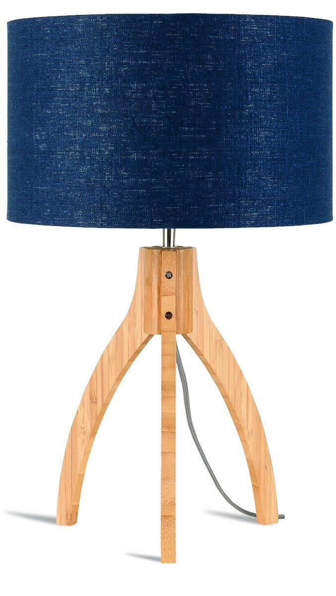 TISCHLEUCHTE GOOD&MOJO 36/54 cm  - Blau/Naturfarben, Trend, Holz/Textil (36/54cm) - Good & Mojo