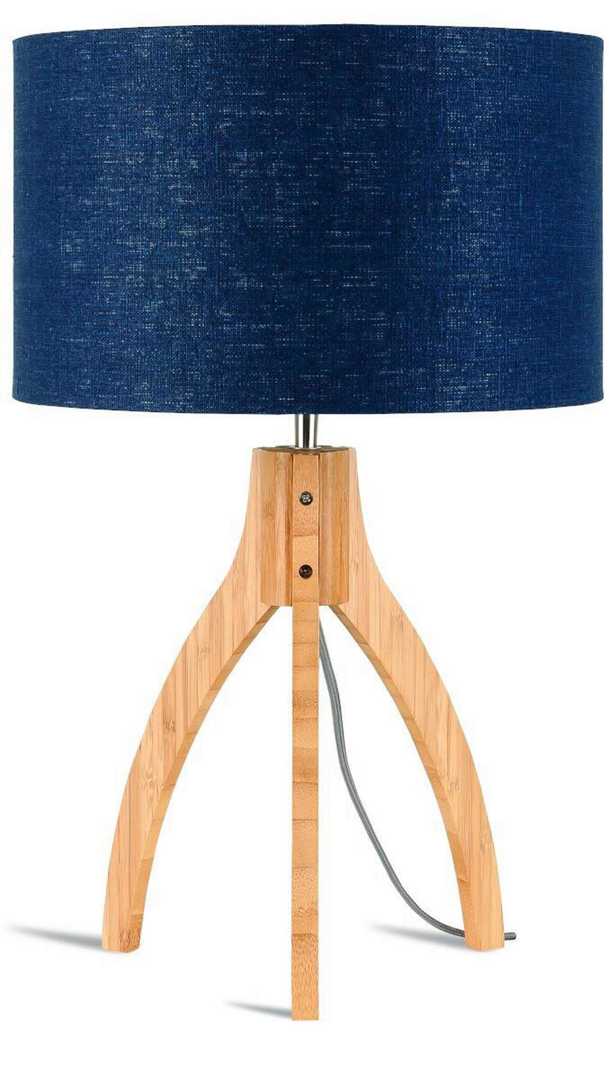 STOLNÍ LAMPA, nástěnný stmívač, 36/54 cm  - modrá/přírodní barvy, Trend, dřevo/textil (36/54cm) - Good & Mojo