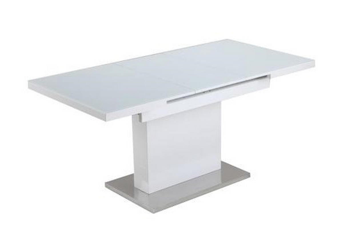 TRPEZARIJSKI STO  bela, boja nerđajućeg čelika, bela visoki sjaj   - bela/bela visoki sjaj, Dizajnerski, staklo/metal (120-160/80/76cm) - Carryhome