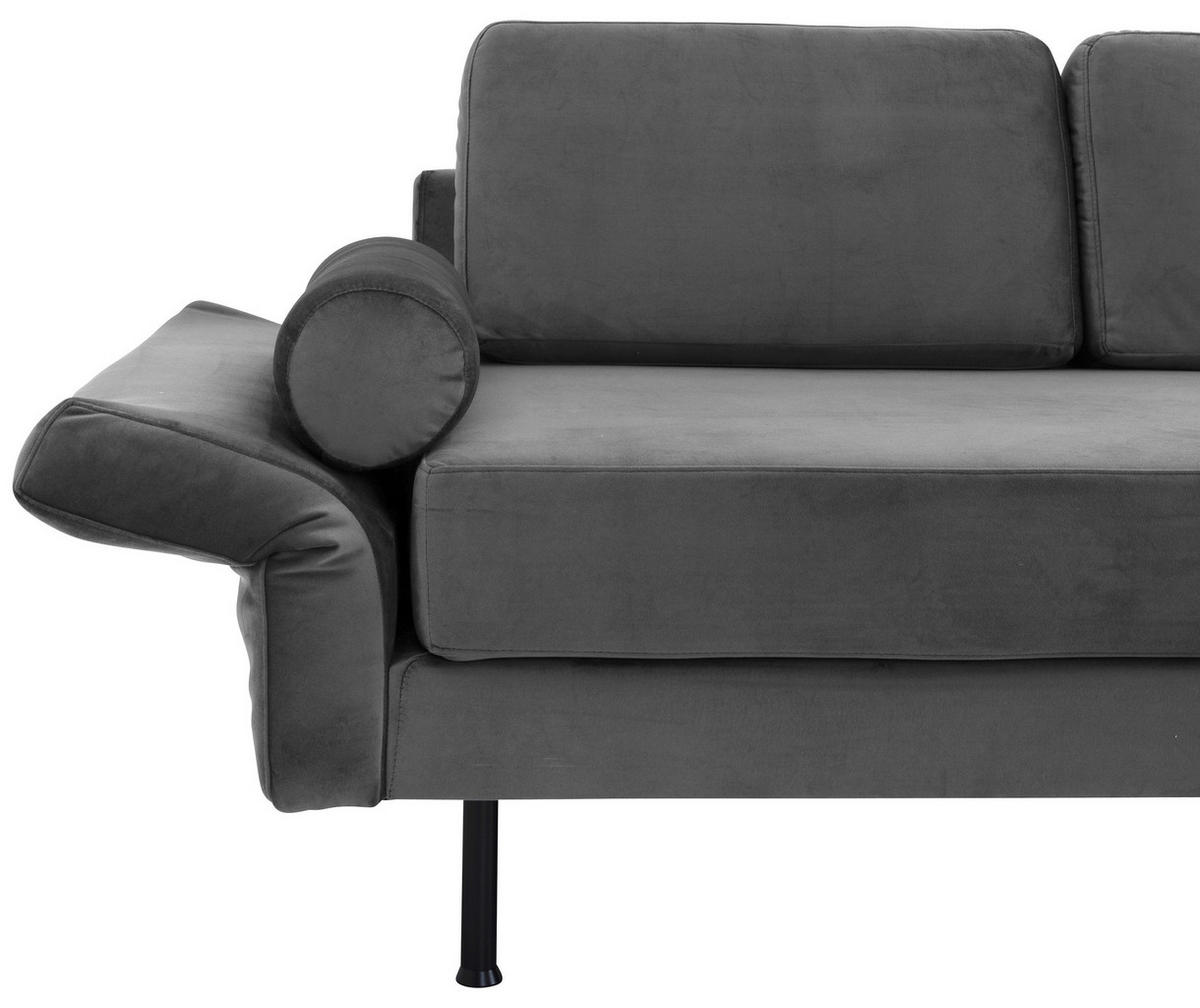 RÉCAMIERE in Velours Anthrazit  - Anthrazit/Schwarz, Design, Textil/Metall (190/87/81cm) - Max Winzer