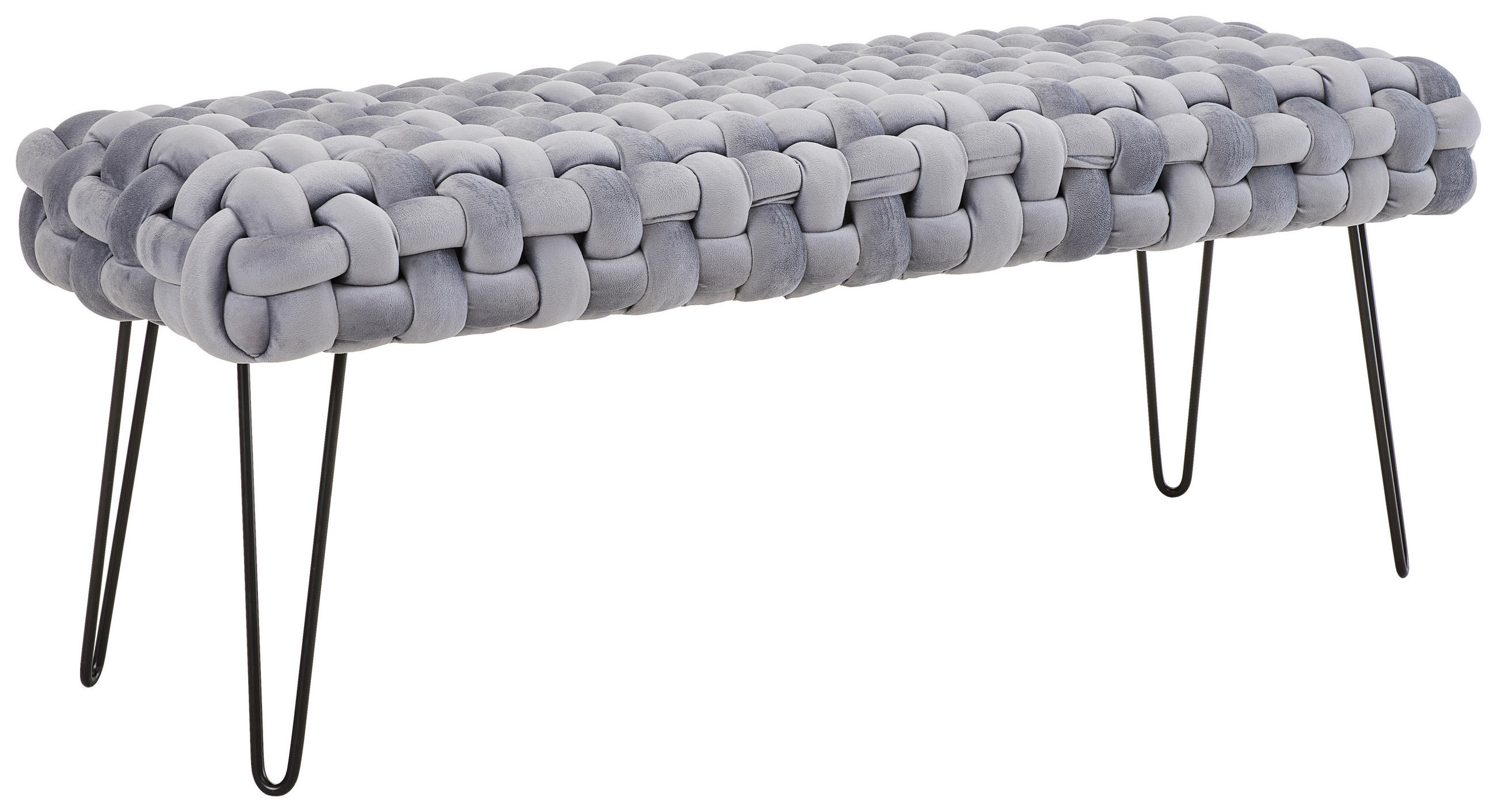 SITZBANK 128/50/45 cm Samt Grau, Schwarz  - Schwarz/Grau, LIFESTYLE, Textil/Metall (128/50/45cm) - Xora