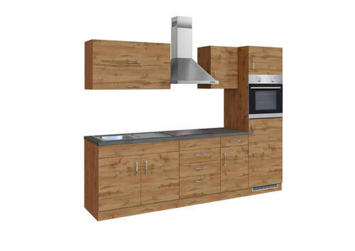 KÜCHENBLOCK 270 cm   in Schieferfarben, Eiche Wotan  - Chromfarben/Schieferfarben, MODERN, Holzwerkstoff/Metall (270cm) - Held
