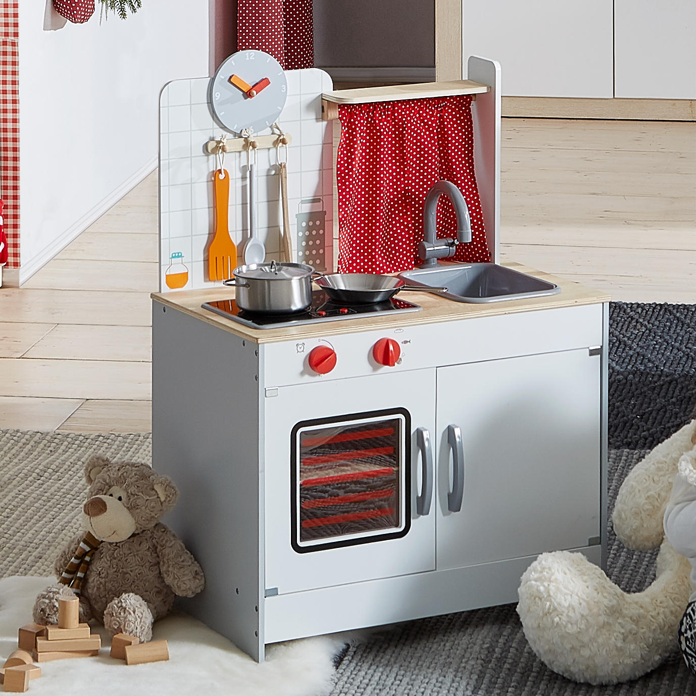 KINDERKÜCHE - Rot/Weiß, Natur, Holz/Holzwerkstoff (60/36/82cm) - Ben'n'jen